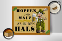 Holzschild Alkohol 40x30cm Hopfen und Malz ab in den Hals