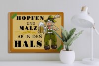 Holzschild Alkohol 40x30cm Hopfen und Malz ab in den Hals
