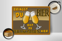 Holzschild Alkohol 40x30cm Bringst du Bier bist willkommen