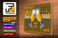 Holzschild Alkohol 40x30cm Bringst du Bier bist willkommen