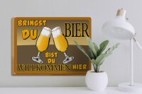Holzschild Alkohol 40x30cm Bringst du Bier bist willkommen