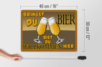 Holzschild Alkohol 40x30cm Bringst du Bier bist willkommen