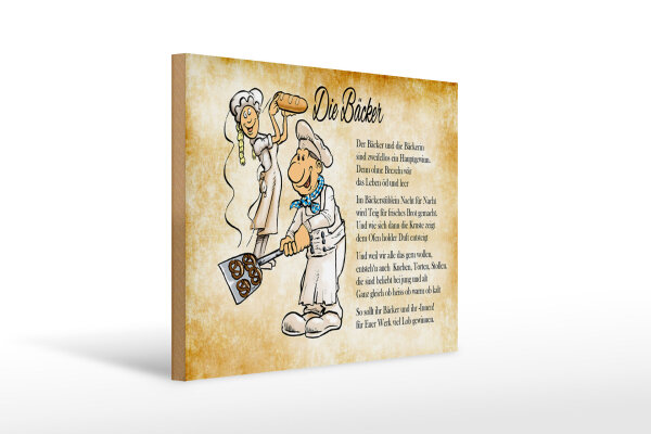 Holzschild Spruch 40x30cm Die Bäcker und die Bäckerin