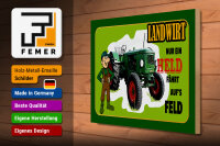 Holzschild Spruch 40x30cm Landwirt Nur ein Held fährt Feld