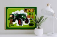 Holzschild Spruch 40x30cm Landwirt Nur ein Held fährt Feld