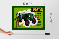 Holzschild Spruch 40x30cm Landwirt Nur ein Held fährt Feld