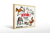 Holzschild Hinweis 40x30cm Achtung keine Hunde auf Weide