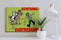 Holzschild Hinweis 40x30cm Tiere Achtung Elektrozaun