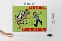Holzschild Hinweis 40x30cm Tiere Achtung Elektrozaun