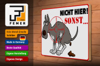 Holzschild Hinweis 40x30cm Hundehaufen nicht hier Sonst