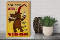 Holzschild Alkohol 30x40cm liebe Wein bin ein Weinhorn