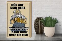 Holzschild Alkohol 30x40cm hör auf dein Herz trink Bier
