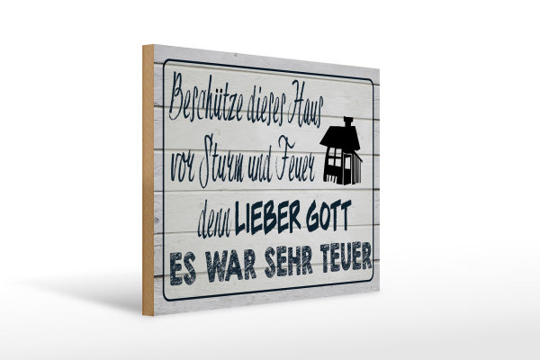 Holzschild Spruch 40x30cm beschütze dieses Haus vor Sturm