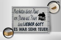 Holzschild Spruch 40x30cm beschütze dieses Haus vor Sturm