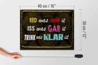 Holzschild Spruch 40x30cm red was wahr iss gar trink klar