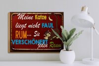 Holzschild Spruch 40x30cm meine Katze liegt nicht faul rum