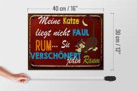 Holzschild Spruch 40x30cm meine Katze liegt nicht faul rum
