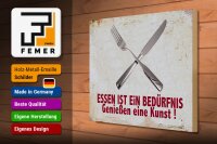 Holzschild Spruch 40x30cm Essen ist ein Bedürfnis Kunst