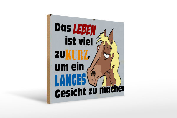 Holzschild Spruch 40x30cm das Leben ist zu kurz um Pferd