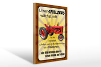 Holzschild Spruch 30x40cm Spielzeug wächst mit Traktor