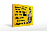 Holzschild Pinup 40x30cm Warum Bier besser ist als Frauen