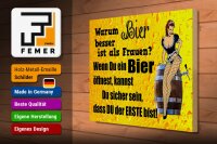Holzschild Pinup 40x30cm Warum Bier besser ist als Frauen