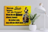 Holzschild Pinup 40x30cm Warum Bier besser ist als Frauen