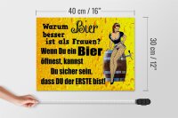 Holzschild Pinup 40x30cm Warum Bier besser ist als Frauen