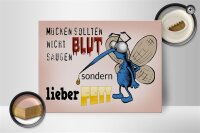 Holzschild Spruch 40x30cm Mücken sollten nicht Blut saugen