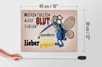 Holzschild Spruch 40x30cm Mücken sollten nicht Blut saugen