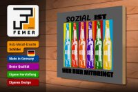 Holzschild Alkohol 40x30cm sozial ist wer Bier mitbringt