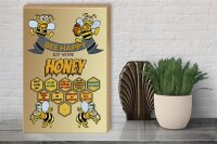Holzschild Spruch 30x40cm Bee happy eat more honey Honig