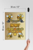 Holzschild Spruch 30x40cm Bee happy eat more honey Honig