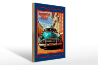Holzschild Cuba 30x40cm Havana Cuba blaues Auto