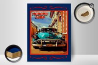 Holzschild Cuba 30x40cm Havana Cuba blaues Auto