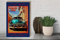 Holzschild Cuba 30x40cm Havana Cuba blaues Auto