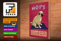 Holzschild Spruch 30x40cm Mops Hund klug und charmant