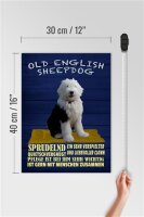 Holzschild Spruch 30x40cm Old English Sheepdog Hund