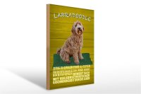 Holzschild Spruch 30x40cm Labradoodle Hund froh und clever