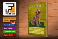 Holzschild Spruch 30x40cm Labradoodle Hund froh und clever
