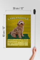 Holzschild Spruch 30x40cm Labradoodle Hund froh und clever