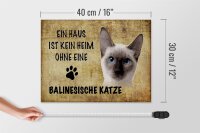 Holzschild Spruch 40x30cm Balinesische Katze ohne kein Heim