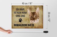 Holzschild Spruch 40x30cm Bengalische Katze ohne kein Heim