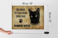 Holzschild Spruch 40x30cm Bombay Katze ohne kein Heim