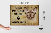 Holzschild Spruch 40x30cm Burma Katze ohne kein Heim