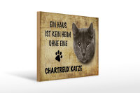 Holzschild Spruch 40x30cm Chartreux Katze ohne kein Heim