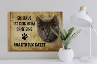 Holzschild Spruch 40x30cm Chartreux Katze ohne kein Heim