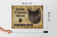 Holzschild Spruch 40x30cm Chartreux Katze ohne kein Heim