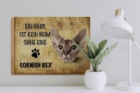 Holzschild Spruch 40x30cm Cornish Rex Katze ohne kein Heim