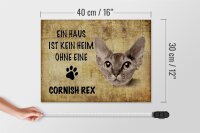 Holzschild Spruch 40x30cm Cornish Rex Katze ohne kein Heim